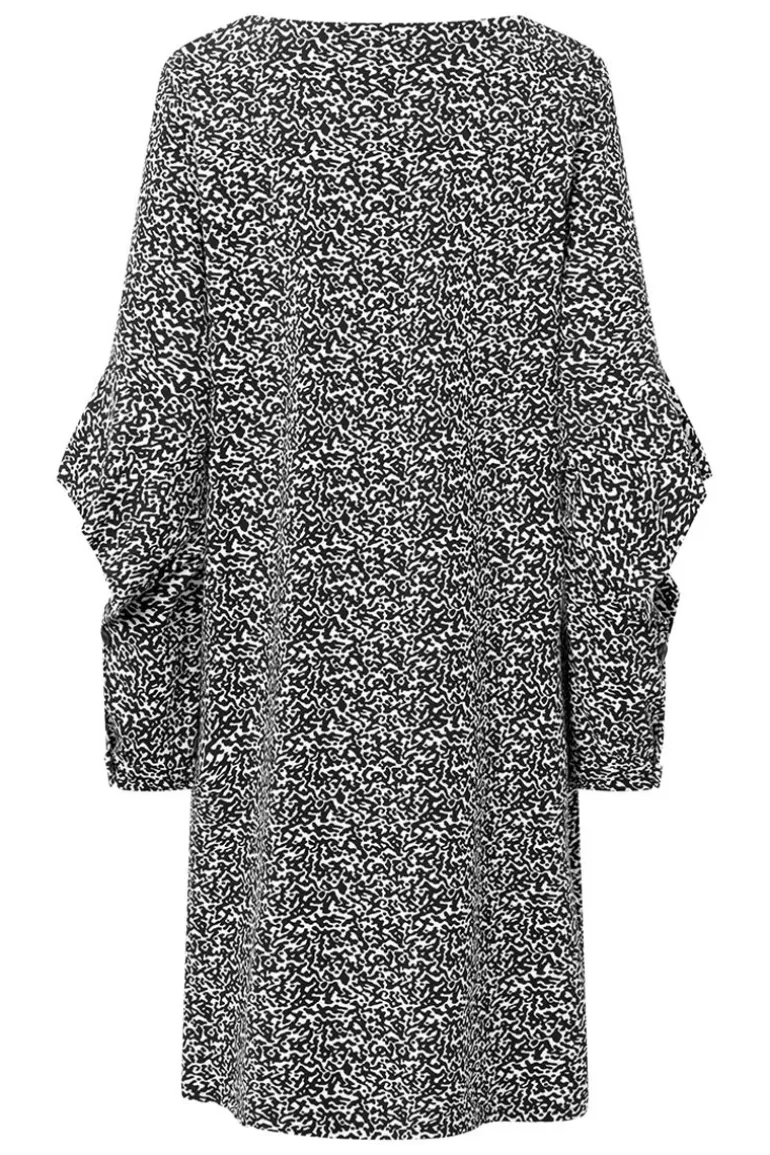 Elsewhere Fashion Deva Print Tunic-Black-Offwhite Hot