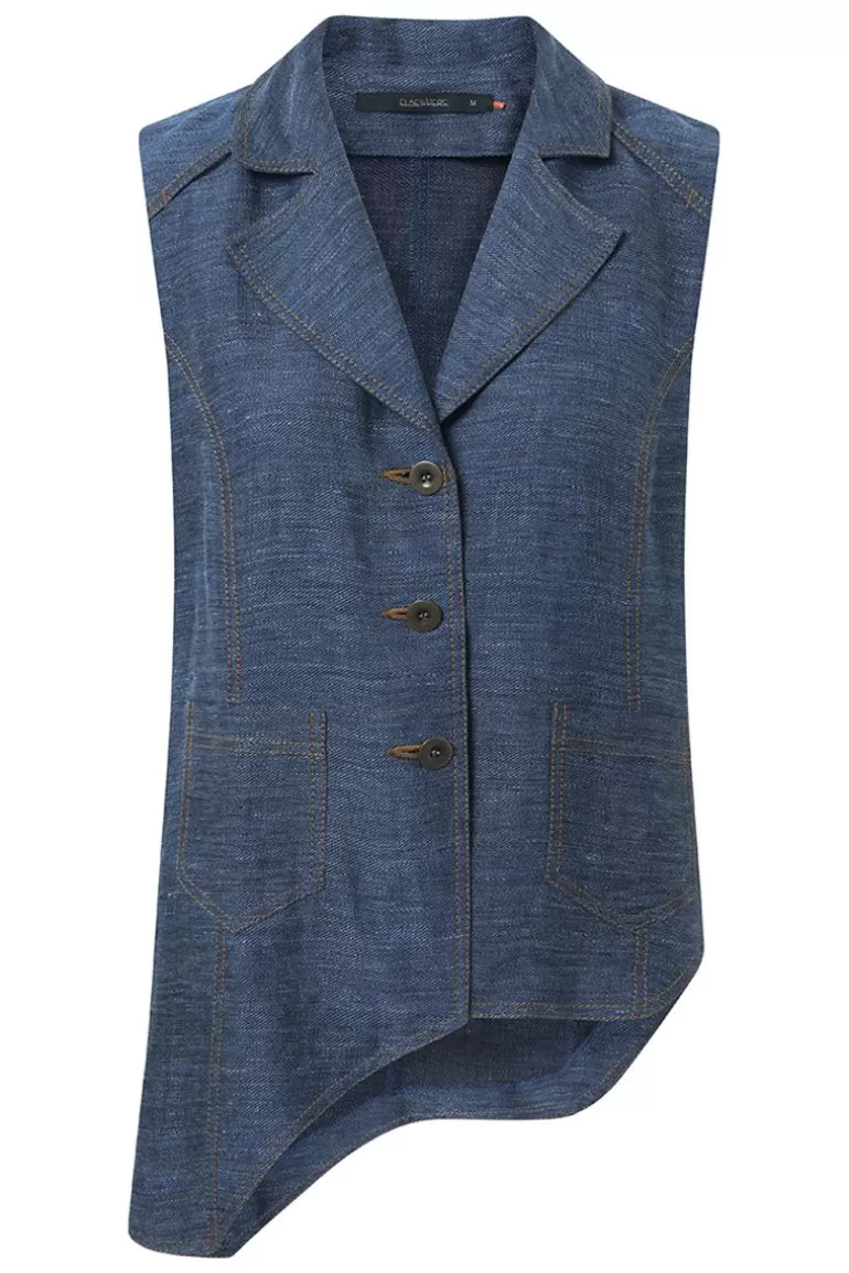 Elsewhere Fashion Evander Waistcoat-Denim Discount