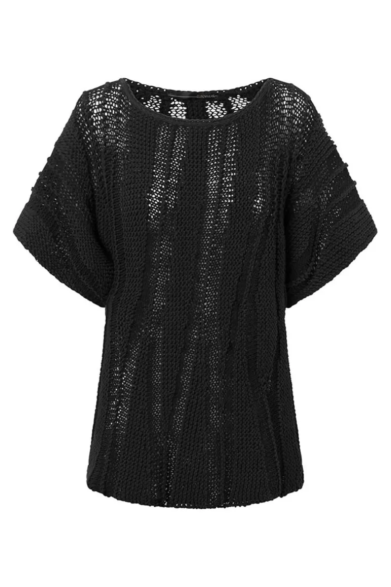 Elsewhere Fashion Henley Top-Black Best Sale