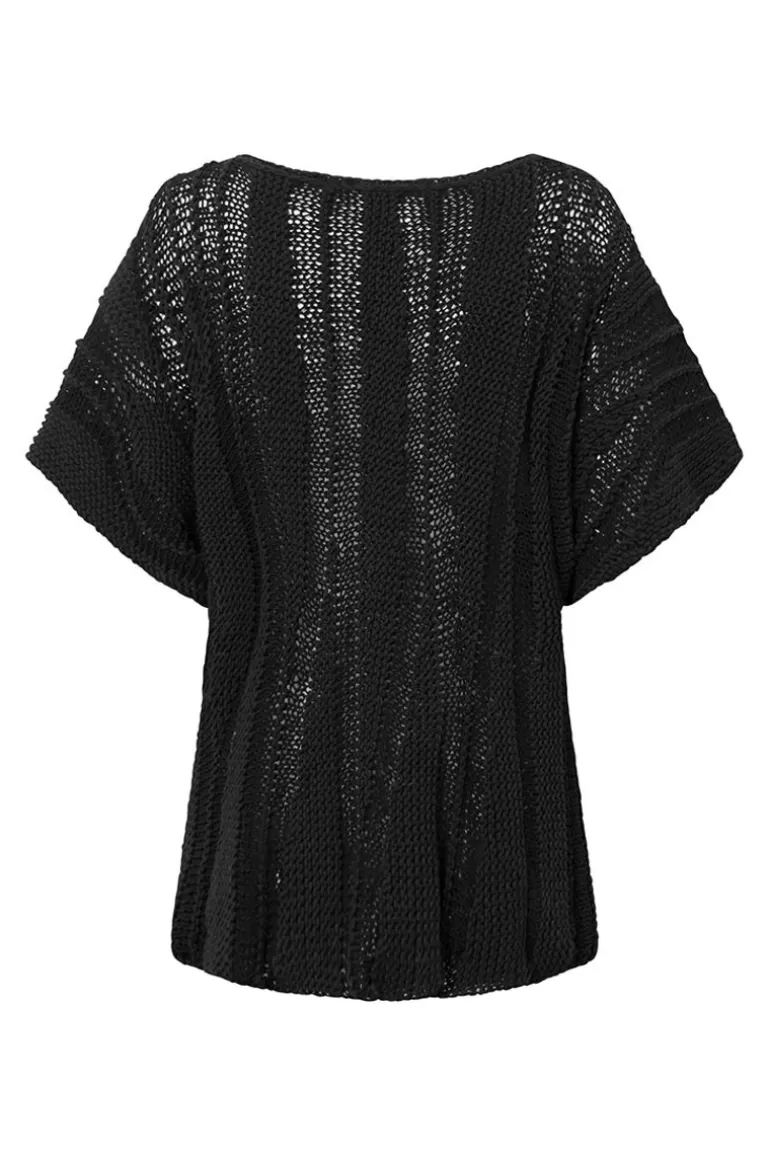 Elsewhere Fashion Henley Top-Black Best Sale