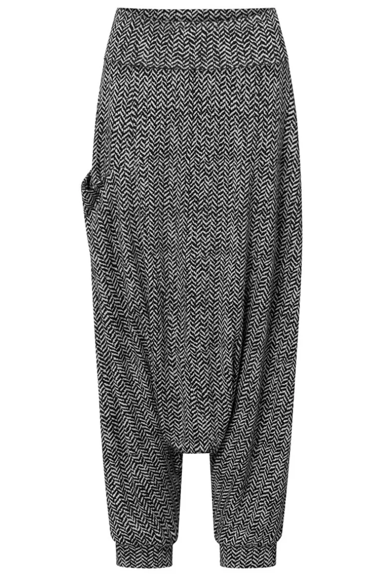 Elsewhere Fashion Low Crotch Pants-Black-Gray Flash Sale