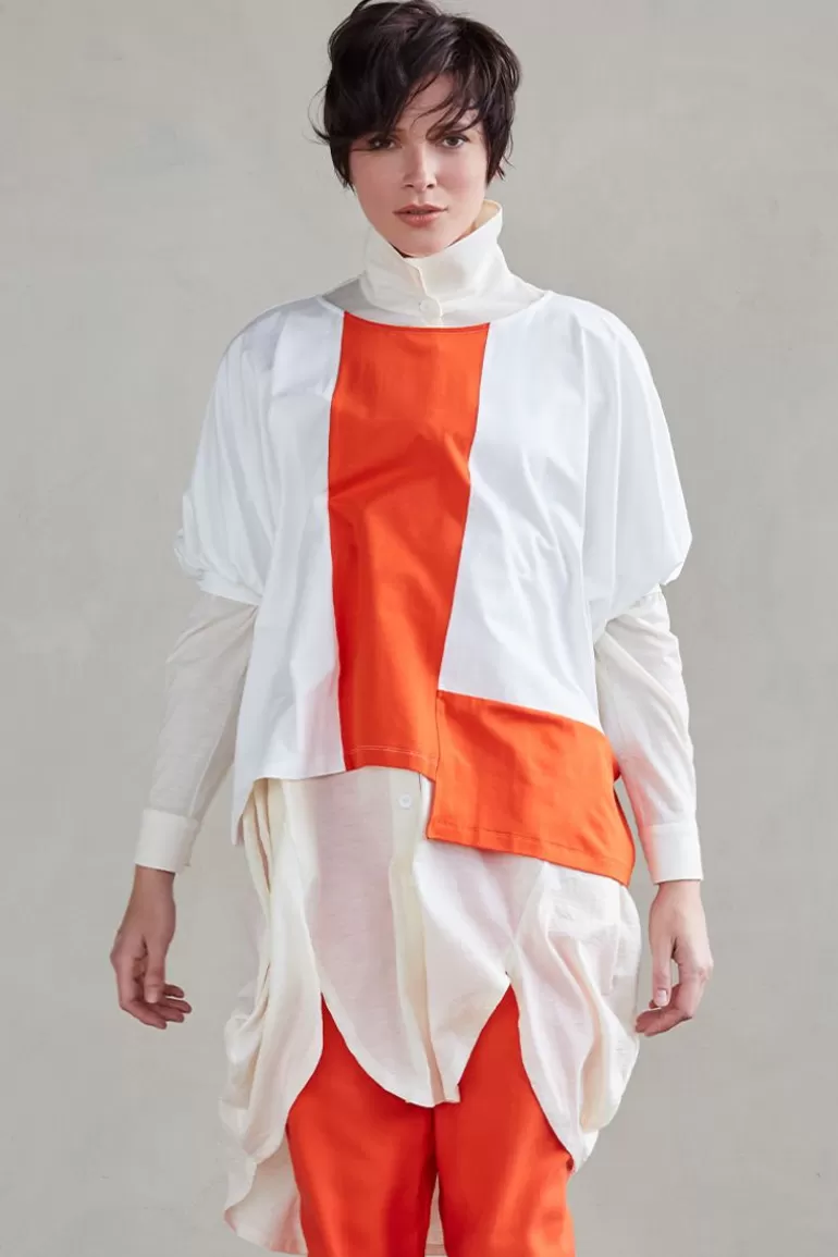 Elsewhere Fashion Mandini Top-Fire-Off-White Sale