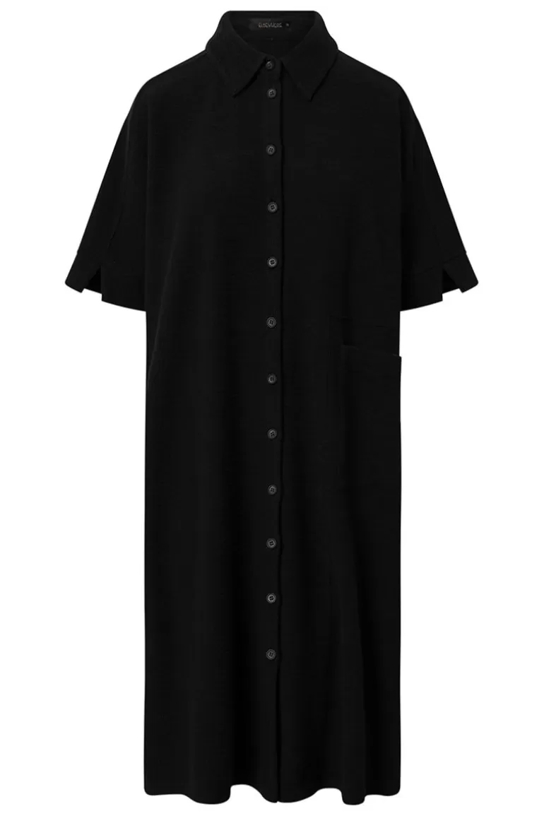 Elsewhere Fashion Oradea Twill Shirt Dress-Black Cheap