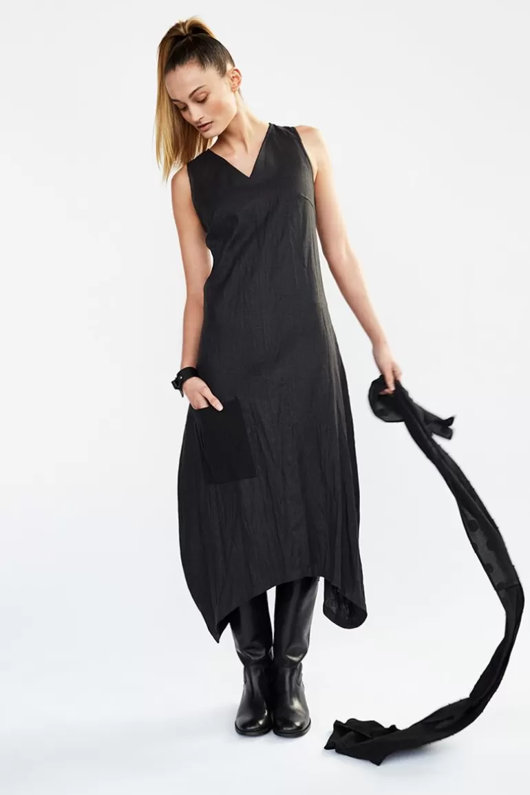 Elsewhere Fashion V-Neck Dress-Black Best Sale